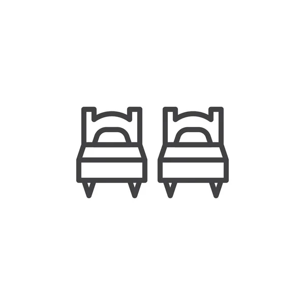 Twee single bed line icon — Stockvector
