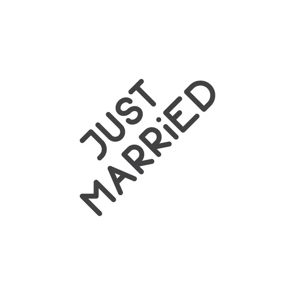 Just married lettering line icon — Stock Vector