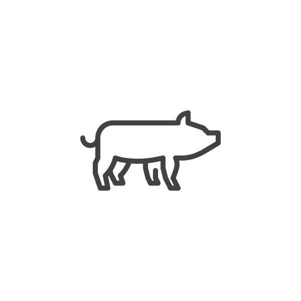 Pig サイドビューラインアイコン — ストックベクタ