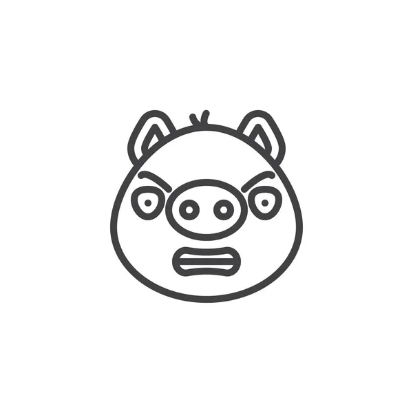 Линия смайликов Angry Piggy Face — стоковый вектор
