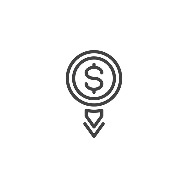 Icono de línea de pérdida de dinero — Vector de stock