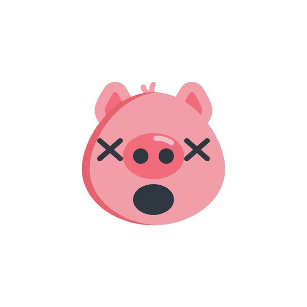 Bâillement visage emoji icône plate — Image vectorielle