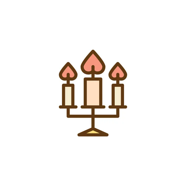 Kandelaber mit Kerzen flaches Symbol — Stockvektor