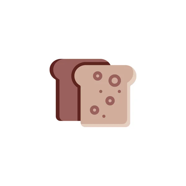 Dos pedazos de pan icono plano — Vector de stock