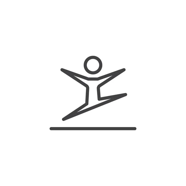 Icono de línea de salto atleta gimnasia rítmica — Vector de stock