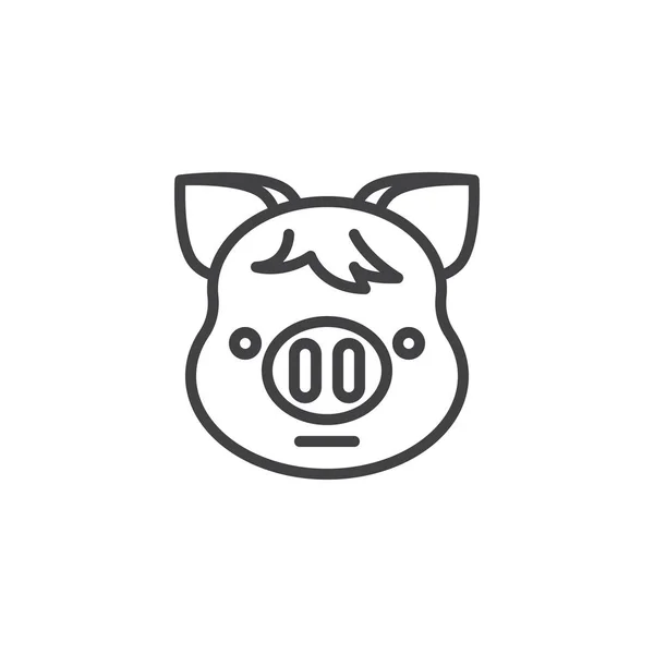 Piggy icona della linea emoji viso neutro — Vettoriale Stock