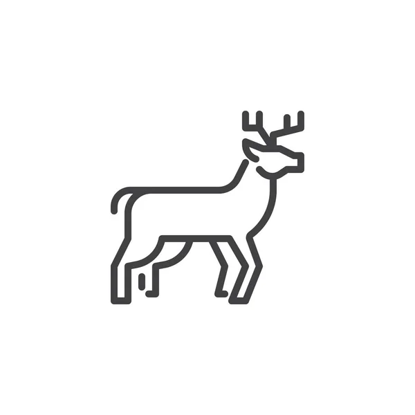 Ciervo con cuernos vista lateral icono de línea — Vector de stock