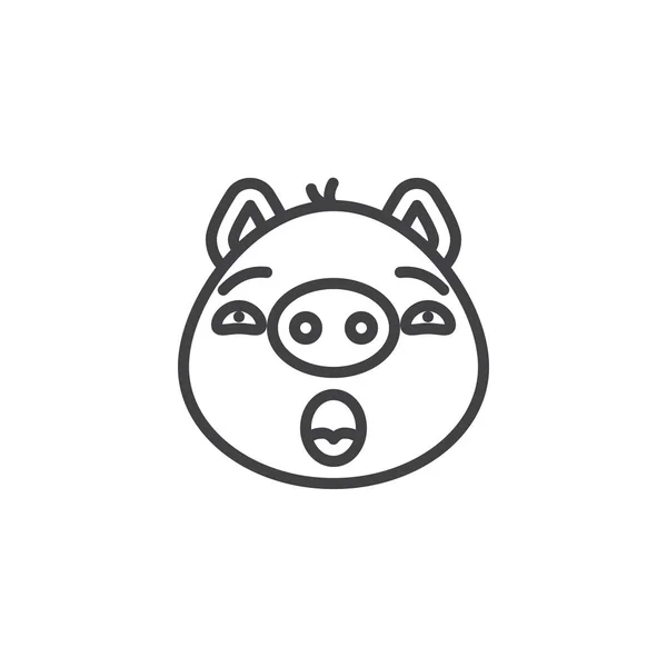 Bacio piggy faccia emoji linea icona — Vettoriale Stock