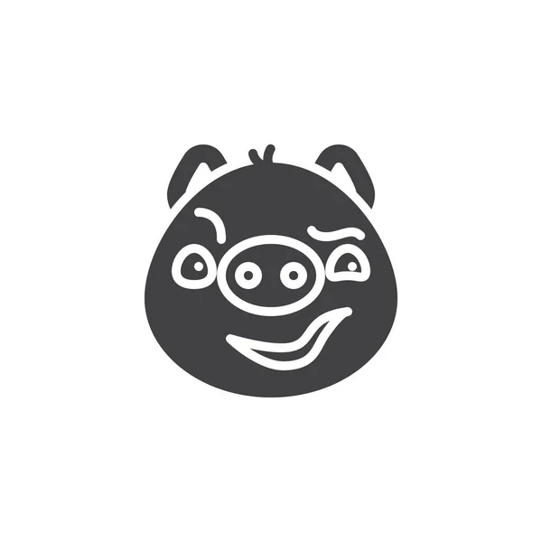 Piggy cara astuta icono de vector emoticono — Vector de stock