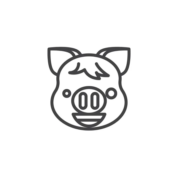 Cochon sourire visage Emoji ligne icône — Image vectorielle