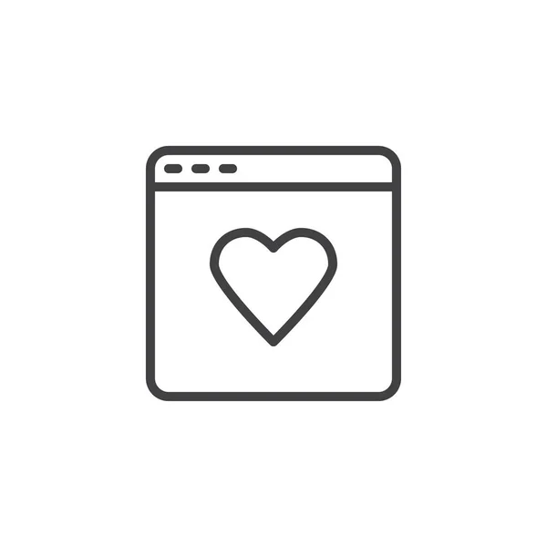 Page Web avec icône de ligne de coeur — Image vectorielle