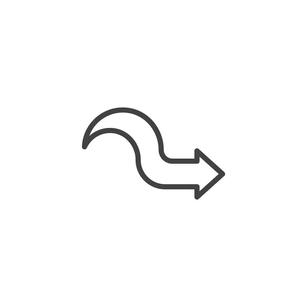 Flèche incurvée Icône droite de la ligne de pointage — Image vectorielle