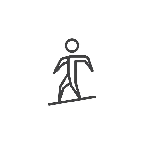 Hombre línea de snowboard icono — Vector de stock