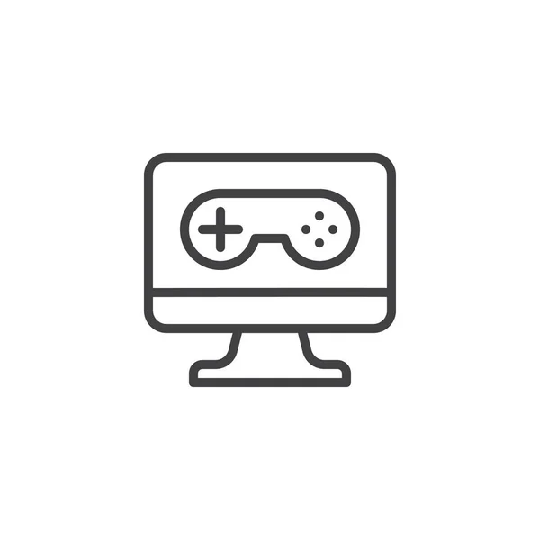 PC icono de línea de controlador de videojuegos — Vector de stock