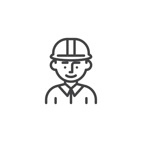 Man construction worker character line icon — Stock Vector