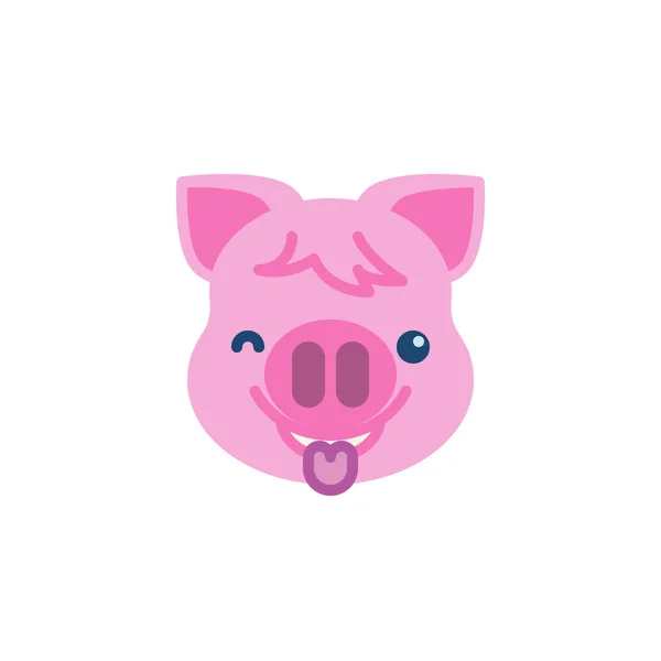 Piggy Face With Tongue Emoji flat icon — Stock Vector