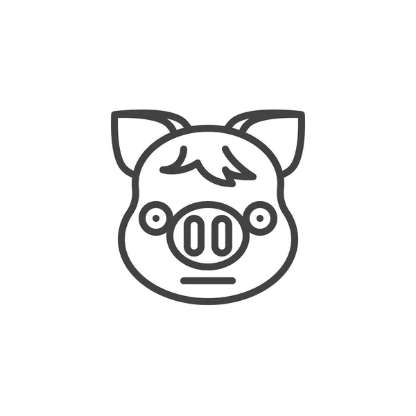 Piggy icona della linea emoji viso arrossato — Vettoriale Stock