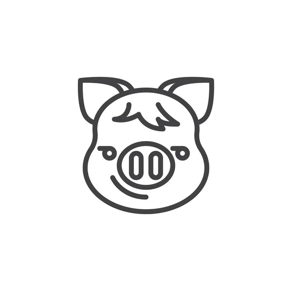 Piggy sonriente cara emoji línea icono — Archivo Imágenes Vectoriales