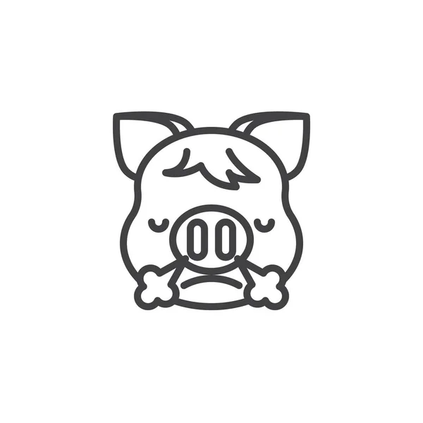 Cara de cerdo con vapor de la nariz Emoji icono de línea — Vector de stock