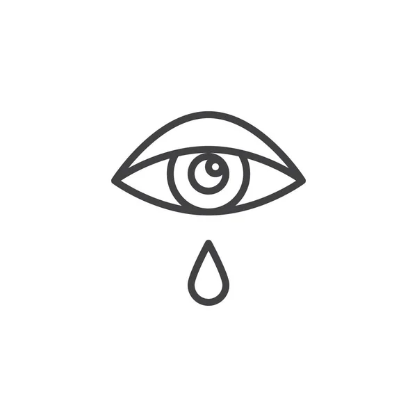 Allergic eye cry, tear line icon — Stock Vector