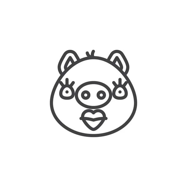 Piggy skönhet ansikte uttrycks symbol linje ikon — Stock vektor