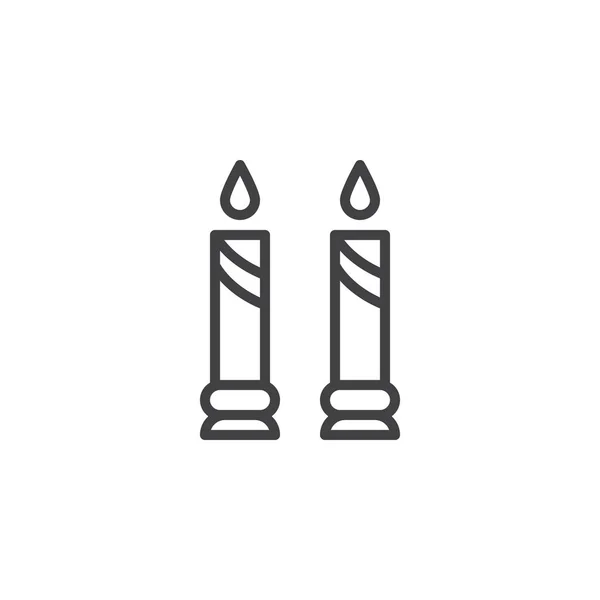 Dos velas icono de línea — Vector de stock