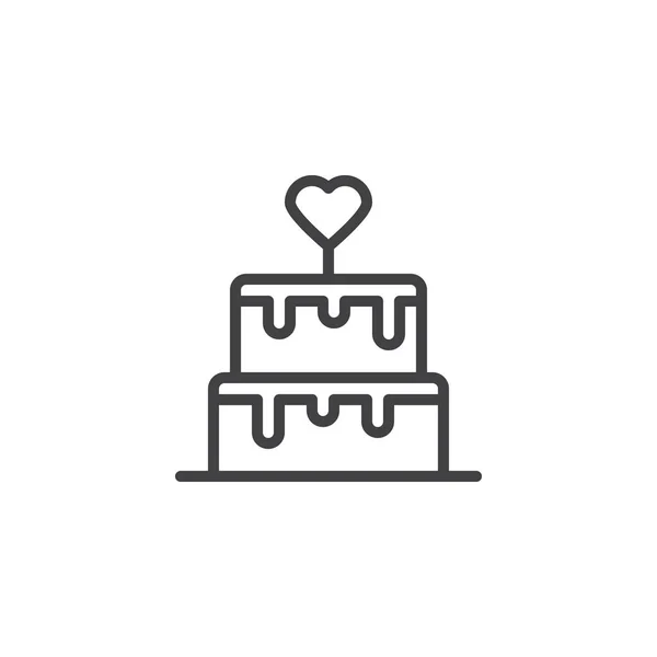 Значок линии свадебного торта — стоковый вектор