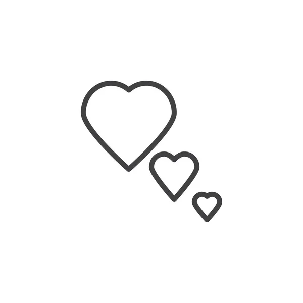 Tre hjärtan linje ikon — Stock vektor