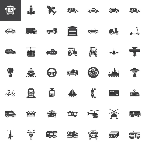 Conjunto de iconos vectoriales de transporte y transporte — Archivo Imágenes Vectoriales