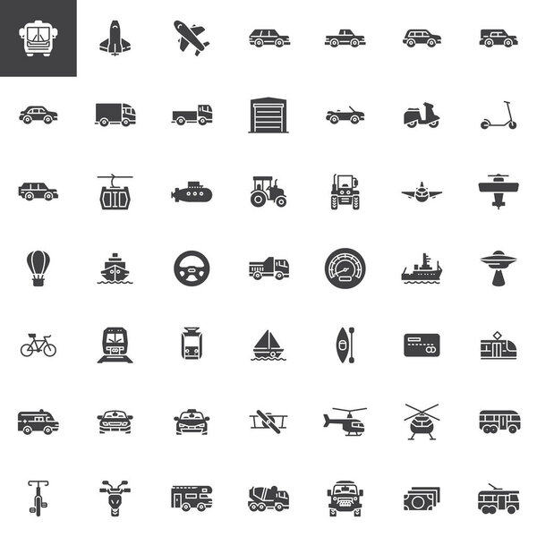 Transport and transportation vector icons set