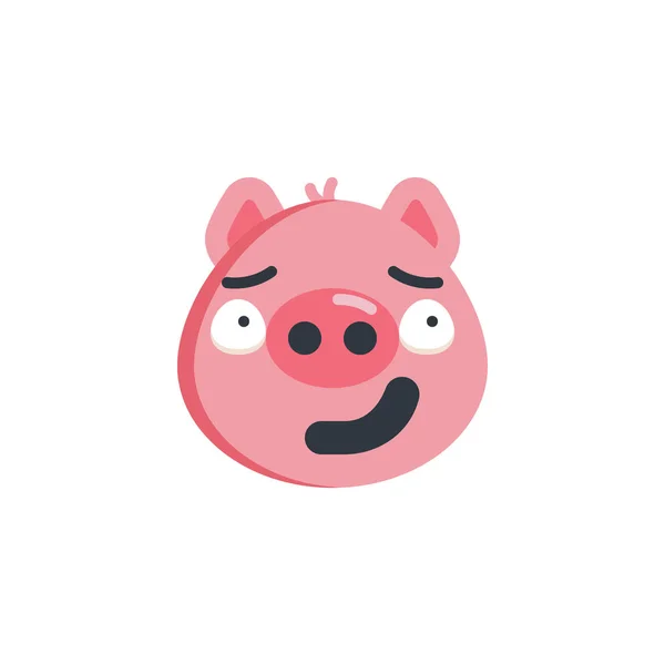 Piggy guilty face emoticon flat icon — Stock Vector
