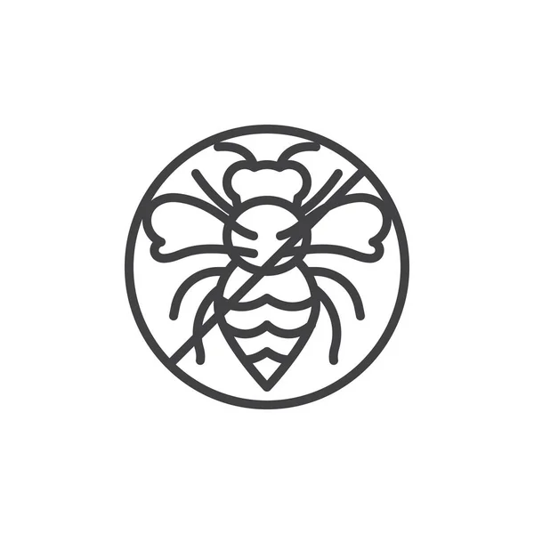 Ingen Wasp skade djur linje ikon — Stock vektor