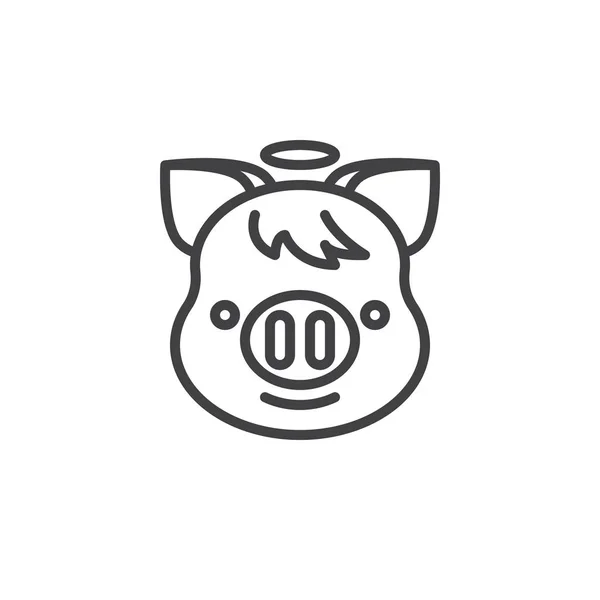 ハロー絵文字ラインアイコンで子豚ちゃん笑顔の顔 — ストックベクタ