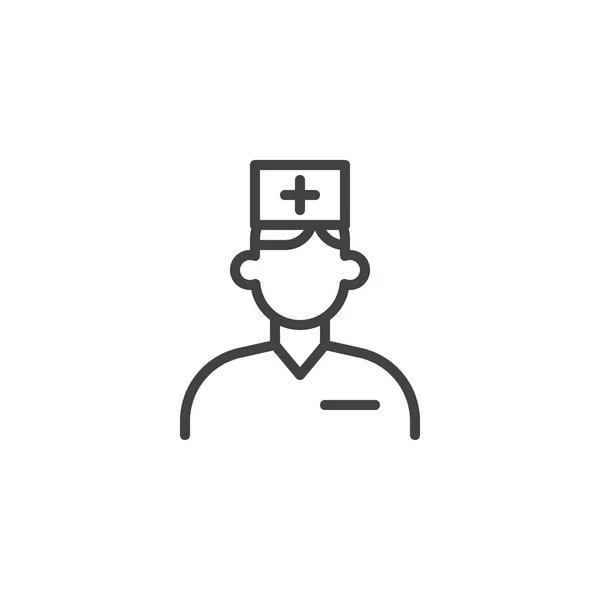 Médecin avec chapeau médical ligne icône — Image vectorielle