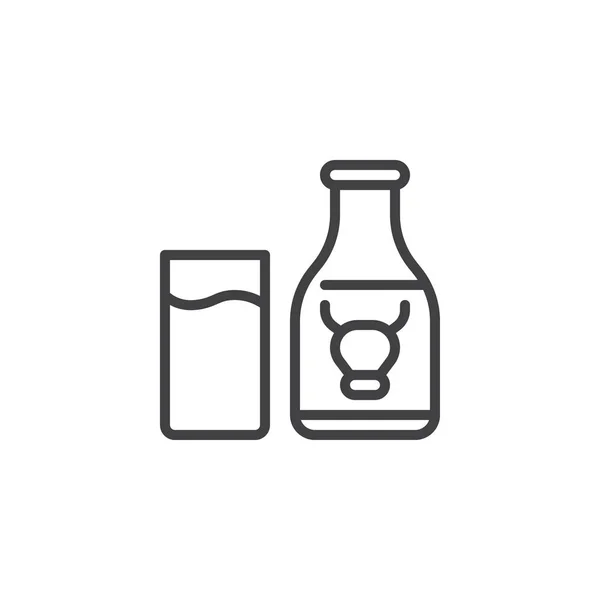 Icône de ligne de bouteille de lait sans lactose — Image vectorielle