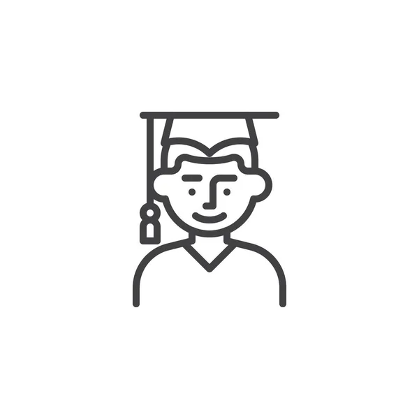 Hombre estudiante línea icono — Vector de stock