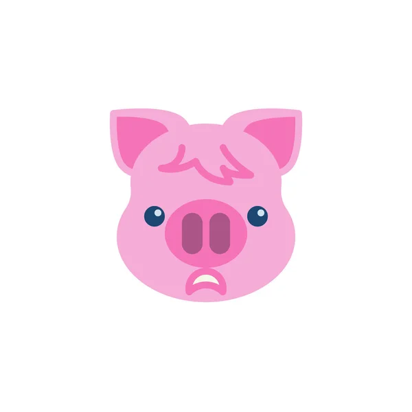 Piggy endişeli yüz emoji düz simgesi — Stok Vektör