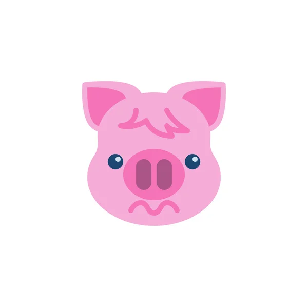 困惑的小猪脸表情符号平面图标 — 图库矢量图片