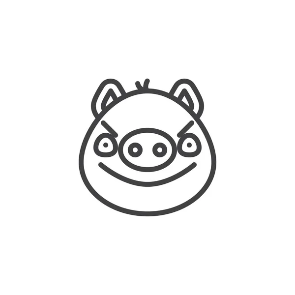 Piggy displeased face emoticon line icon — Stock Vector