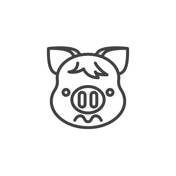 Confundido cara de cerdito emoji línea icono — Archivo Imágenes Vectoriales