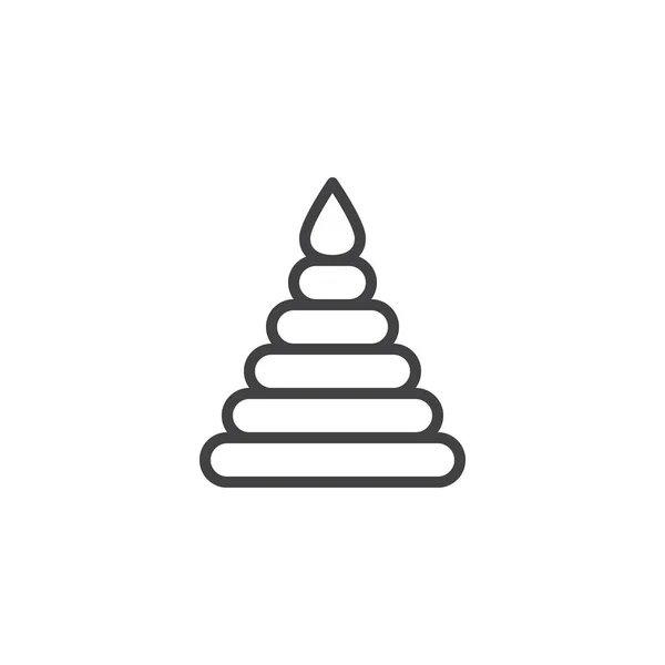Bebé pirámide juguete línea icono — Vector de stock