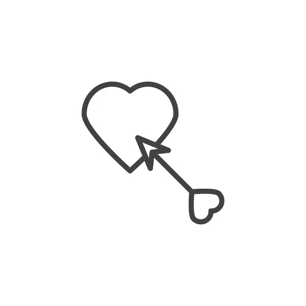 Coração e seta ícone de linha — Vetor de Stock
