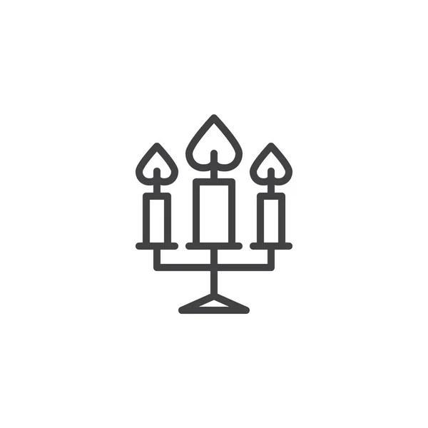 Three candles burning line icon — Stock Vector