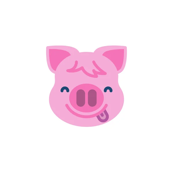 Dil emoji düz simgesi Ile Piggy yüz — Stok Vektör