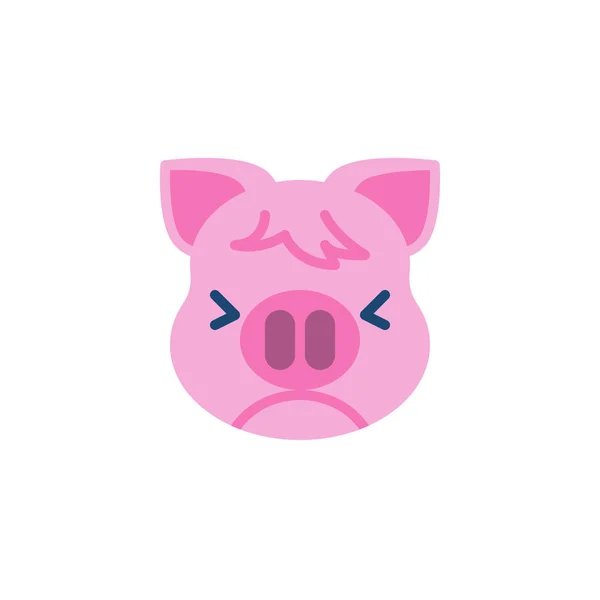 Piggy Perseverante Cara Emoji icono plano — Vector de stock