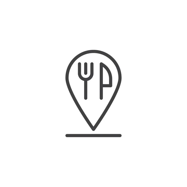 Restaurant Standort Pin-Line-Symbol — Stockvektor