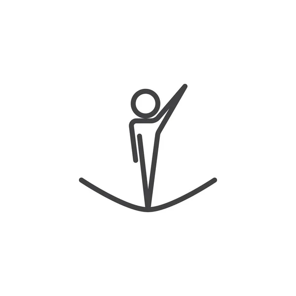 Athlètes trampoline gymnastique artistique icône de ligne — Image vectorielle