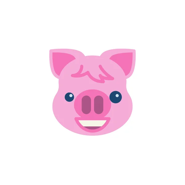 Piggy Grinning Face ícone plano Emoji — Vetor de Stock