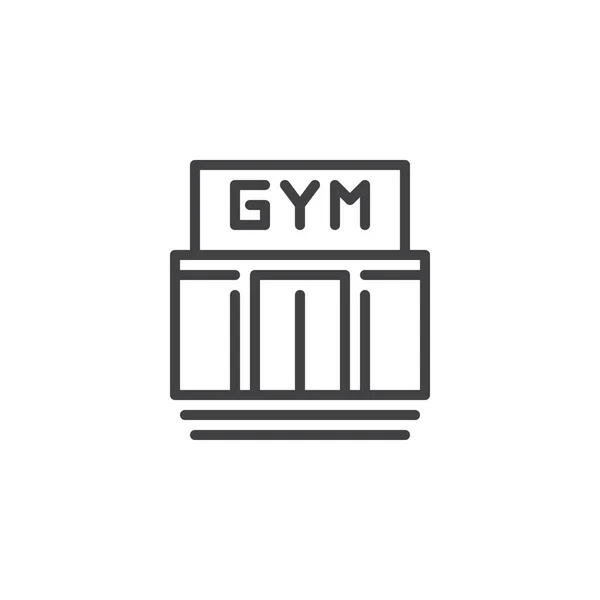 Gimnasio edificio icono de línea — Vector de stock