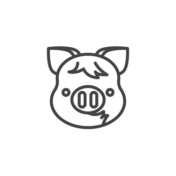Embrasser visage cochon émoji ligne icône — Image vectorielle